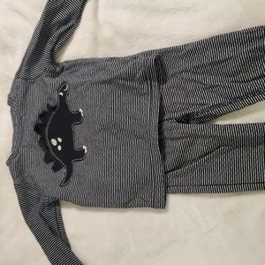 Carter's Matching black & white striped Dinosaur Pant set 24 Mo.